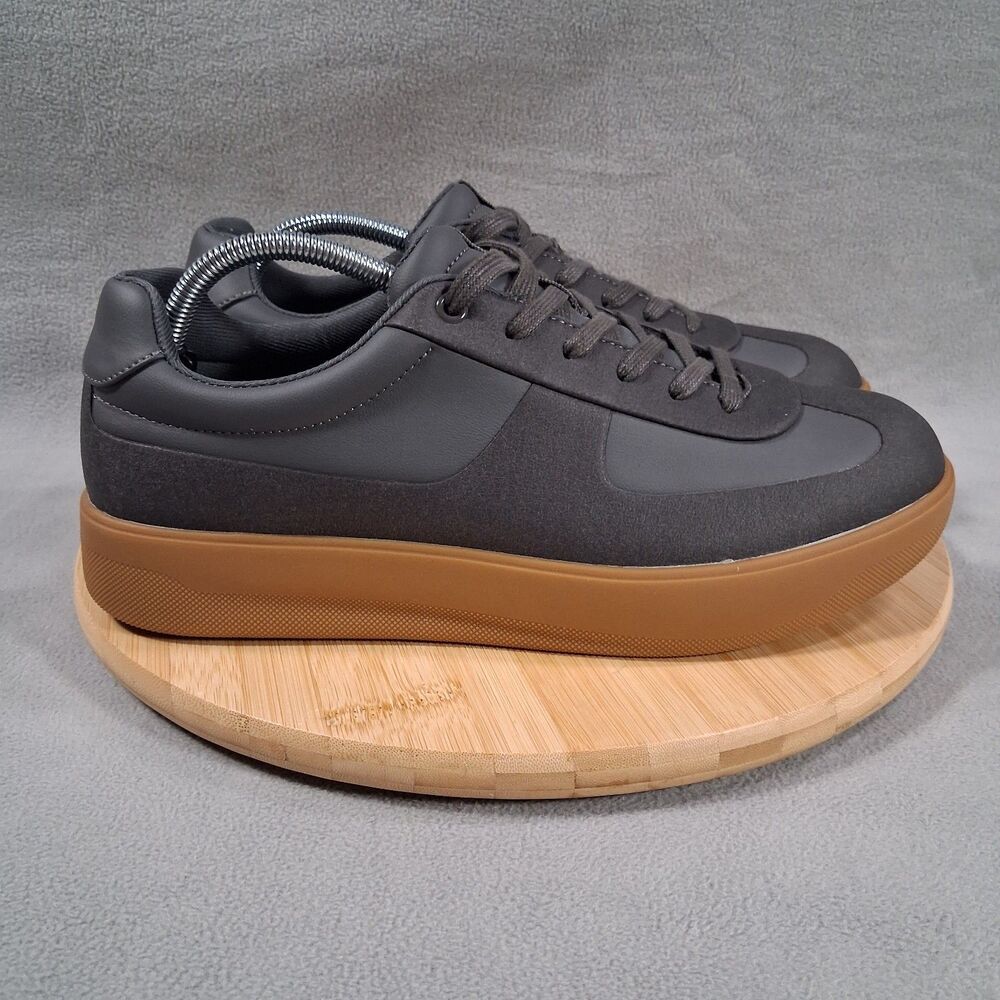 Men’s Size 10 Grey Gum Lace-Up Sneakers Shoes Comfort Business Casual Bruno Marc